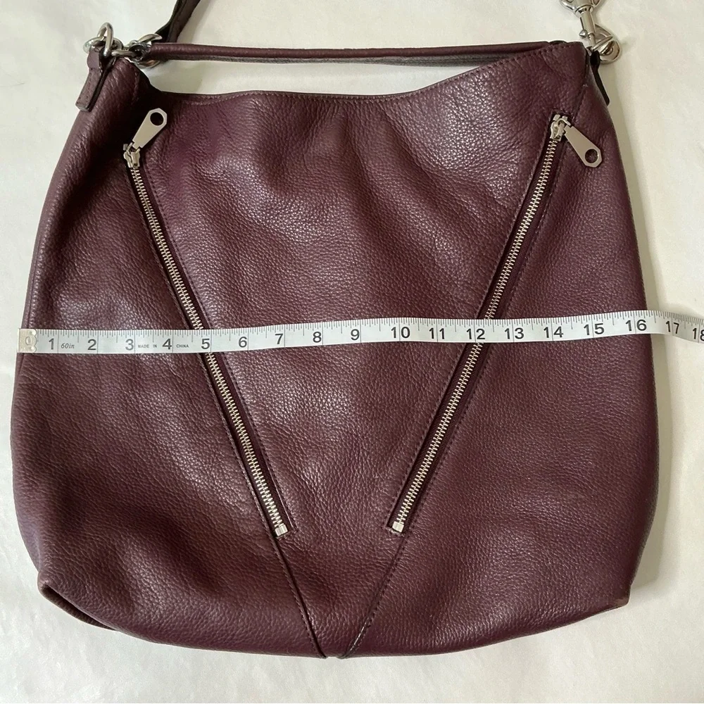 Rebecca Minkoff Leather Hobo Tote Crossbody Bag in Maroon